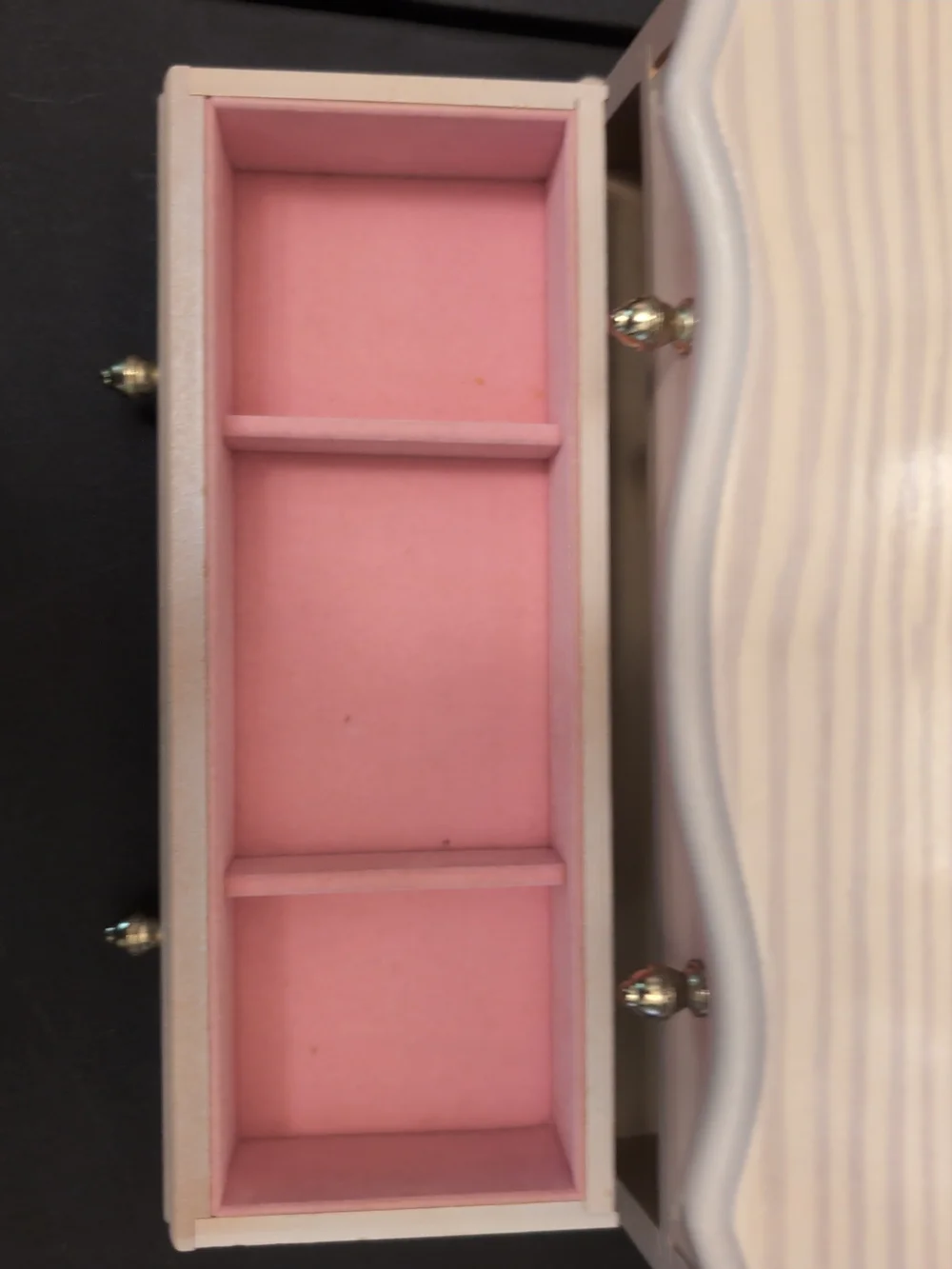 Beige Tri-Fold Mirror Jewelry Box with Drawers